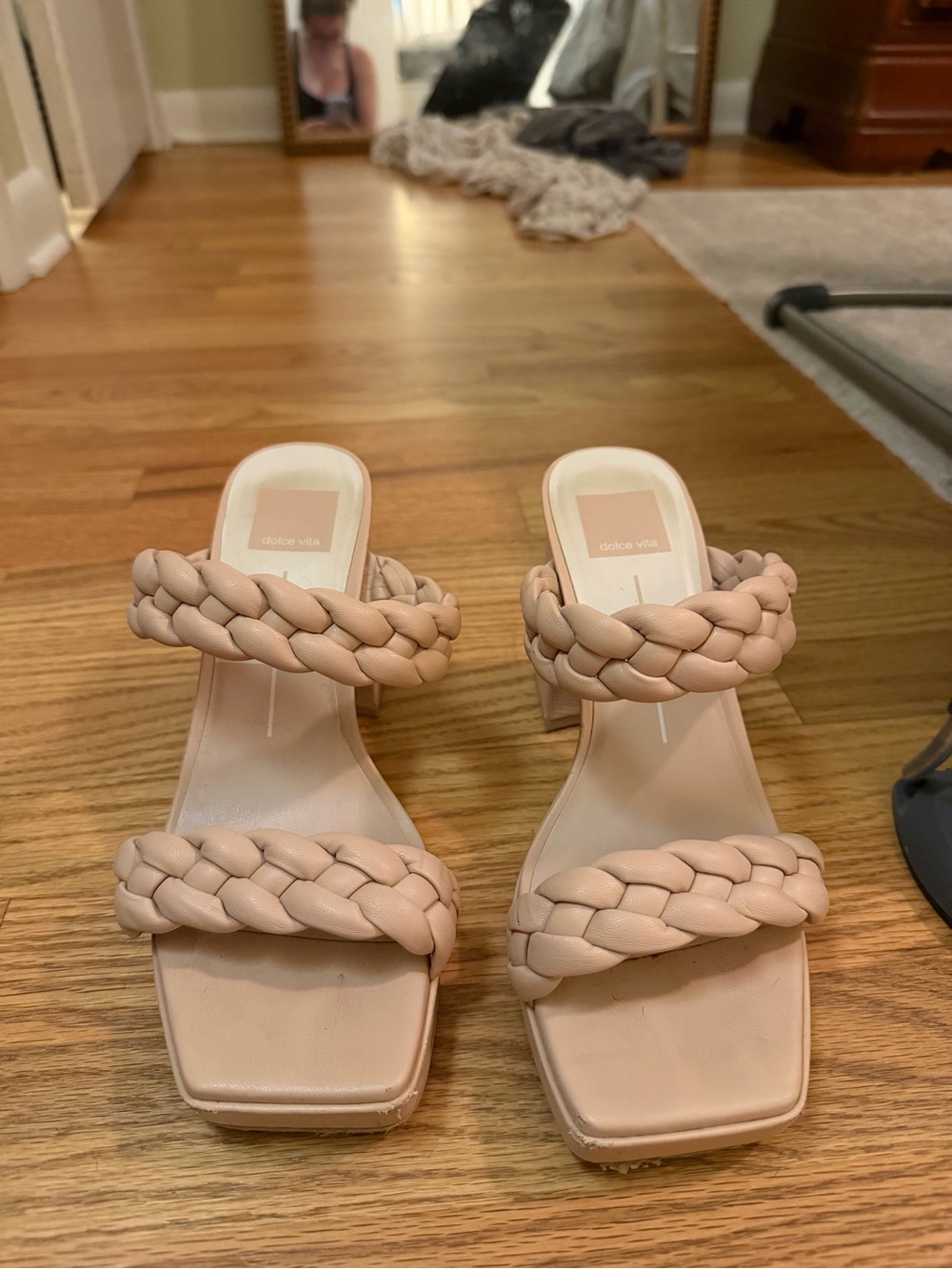 Dolce Vita Braided Strap Block Heels - Blush